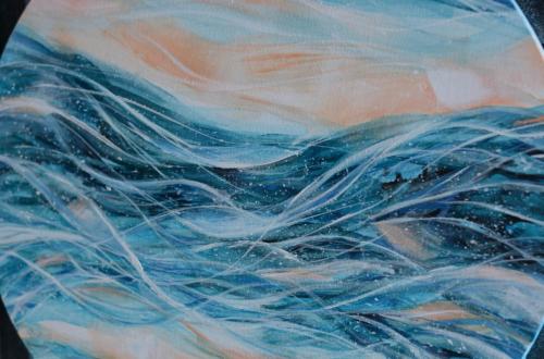 Время волны, синий морской абстрактный пейзаж