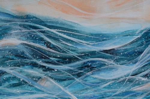 Время волны, синий морской абстрактный пейзаж