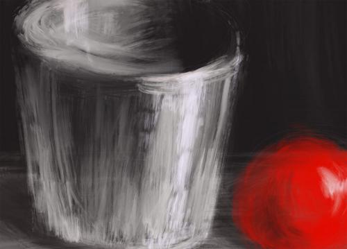 Красный шар, цифровая живопись, принт