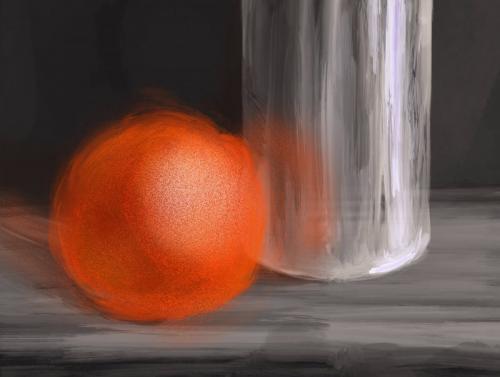 Оранжевый шар, цифровая живопись, принт