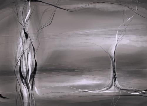 Серебряный лес, цифровая живопись, принт 